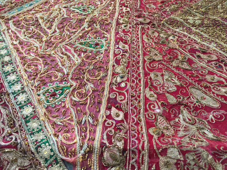 Large Rajasthani Metallic-Thread Embroidered Silk Textile, Circa 1950