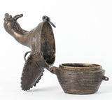 Patinated Bronze Bird Peacock Box India 1900s Folk Art
