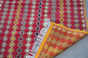 1980s Vintage Moroccan Boujad Hand-Woven Tribal Rug