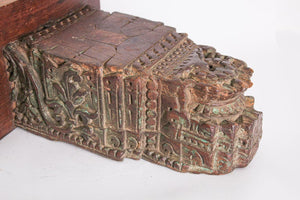 Wall Bracket Architectural Carved Wood Fragment from India