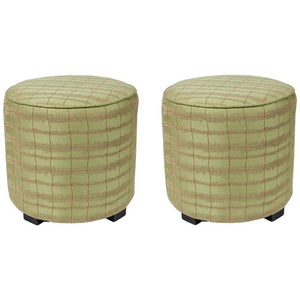 Modern Lime Green Round Moroccan Art Deco Upholstered Stool