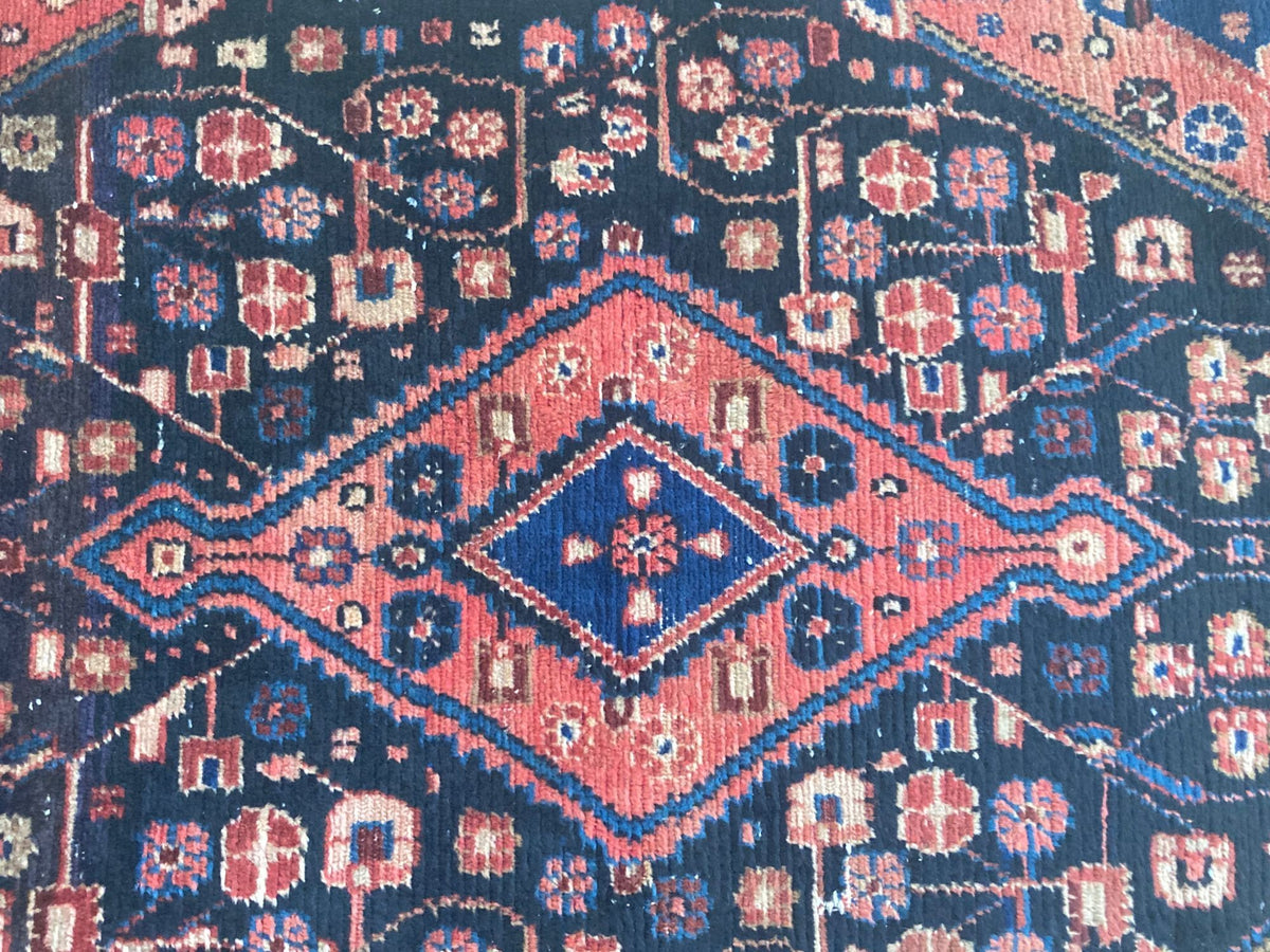 Antique Hand-Knotted Turkish Rug, Wool Floral Design, 1940