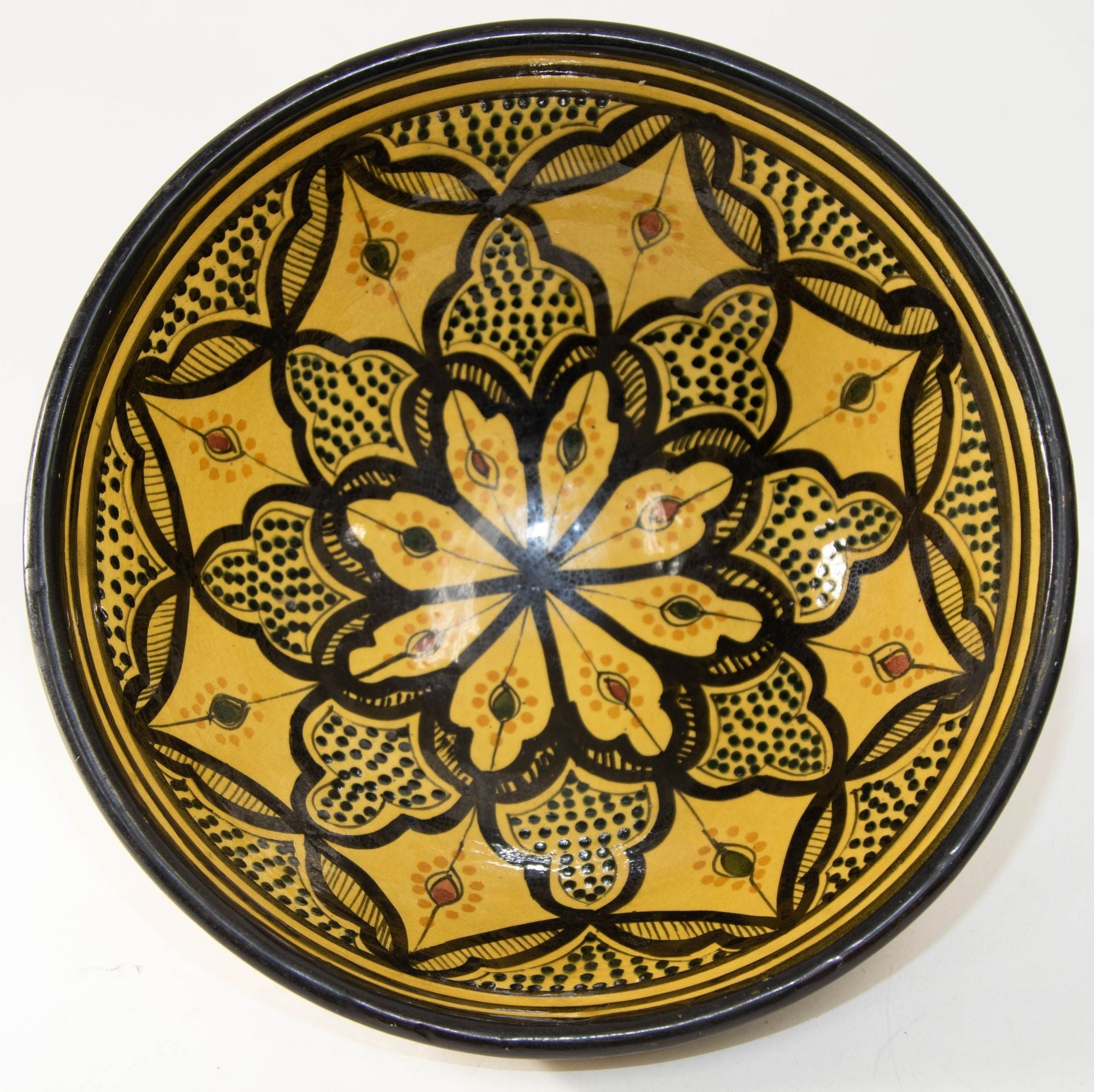Vintage Moroccan Handcrafted Ceramic Yellow Bowl