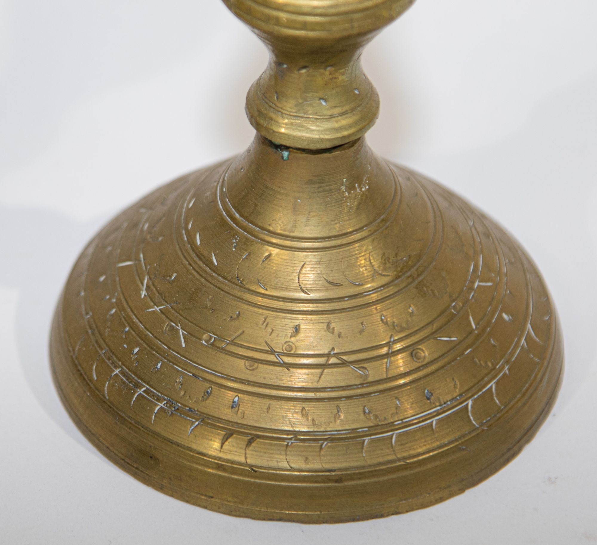 Solid Brass Vintage Moroccan Candle Holder a Pair 1950's