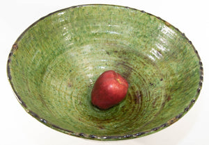 Moroccan Berber Tamgroute Terracotta Green Glazed Bowl