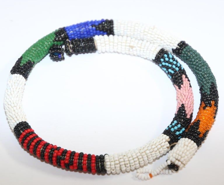African Urembo Beaded Vintage Necklace Choker by the Maasai Tribe Kenya – view 4