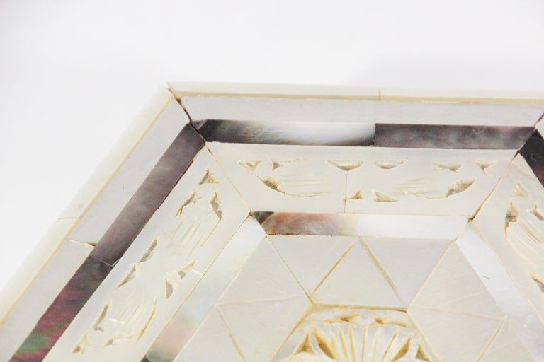 Handcrafted White Mother of Pearl Inlaid Moorish Octagonal Box