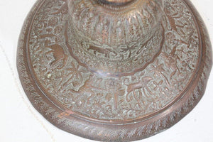 Antique Copper Vase with Hindu Scenes, 19th Century