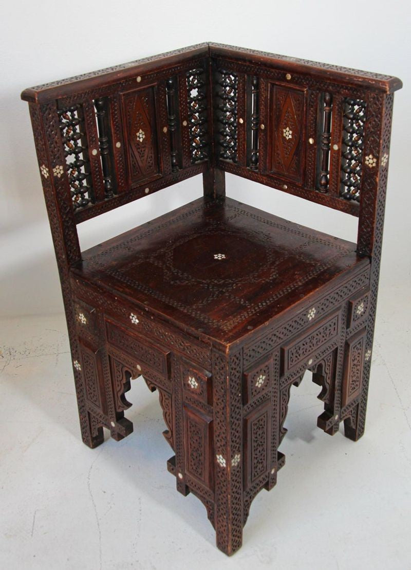 19th Century Middle Eastern Egyptian Moorish Corner Chairs