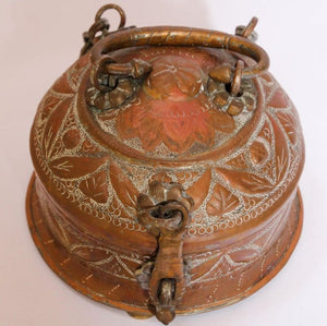 Rajasthani Decorative Brass Lidded Betel Caddy Box