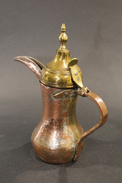 Antique 19th Century Arabian Tinned Copper Dallah Coffee Pot, Oman