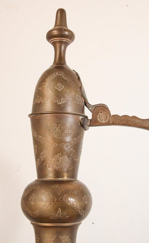 Oversized Tall Moorish Mughal Indian Brass Ewer