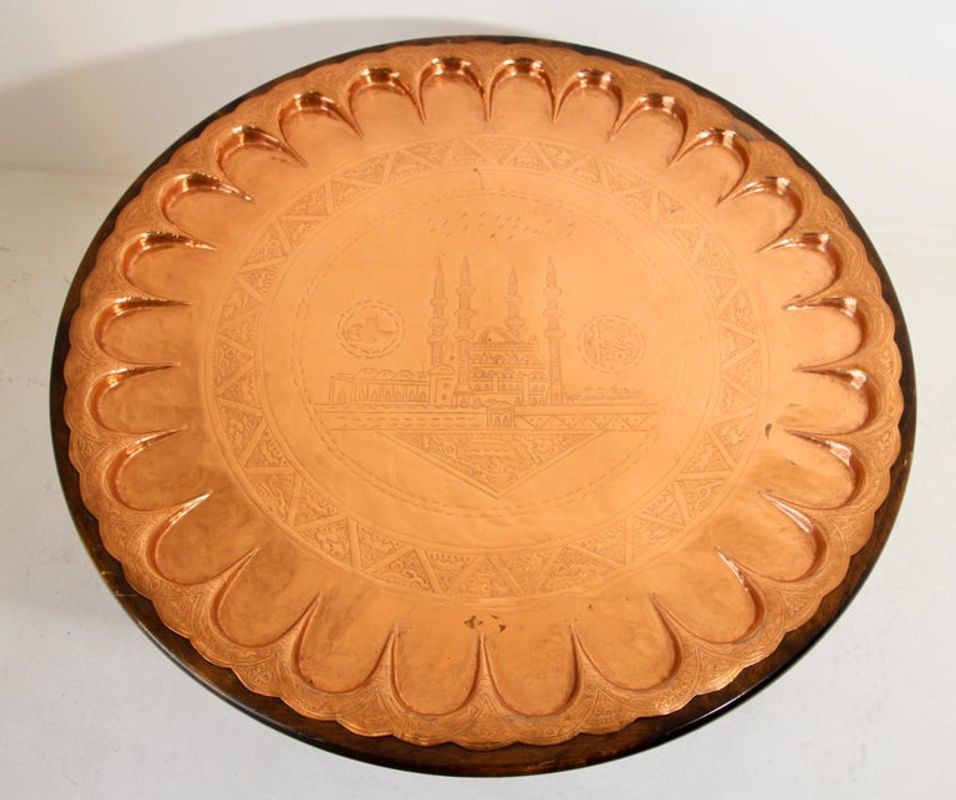 Moorish Turkish Copper Tray Table
