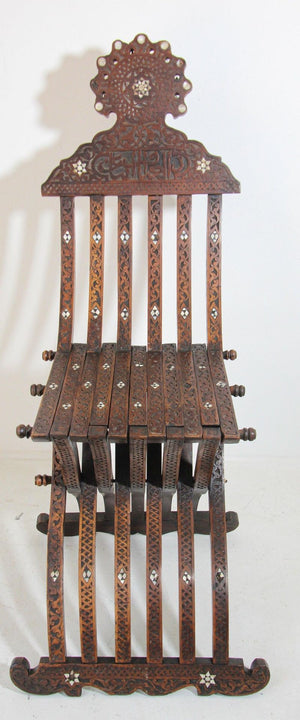 Moorish 19th Century Folding Chair Inlaid