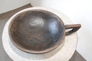 Hand-Carved African Ethiopian Wooden Bowl with Handle