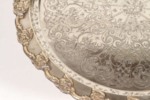 Moroccan Handcrafted Silver Round Tray
