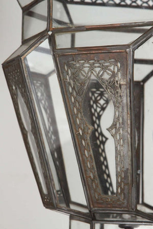 Moroccan Vintage Moorish Hanging Glass Light Fixtures A Pair