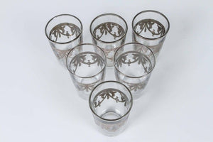 Six Clear and Silver Overlay Shot Glasses