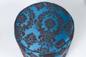 Contemporary Royal Blue Upholstered Round Stools