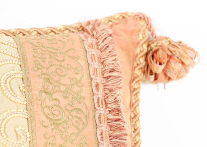 Moorish Style Decorative Throw Pillow by John Richard, Gold Silk, 1980