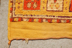 1960s Moroccan Vintage Ethnic Orange Organic Wool Rug Africa
