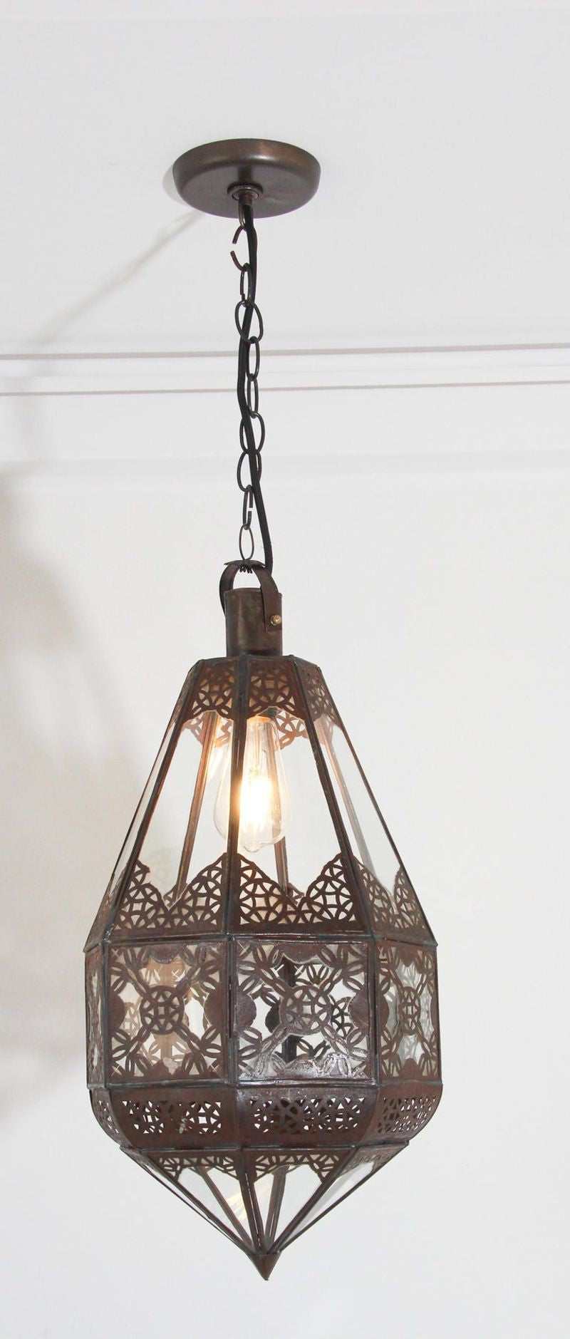 Moroccan Moorish Metal and Glass Lantern