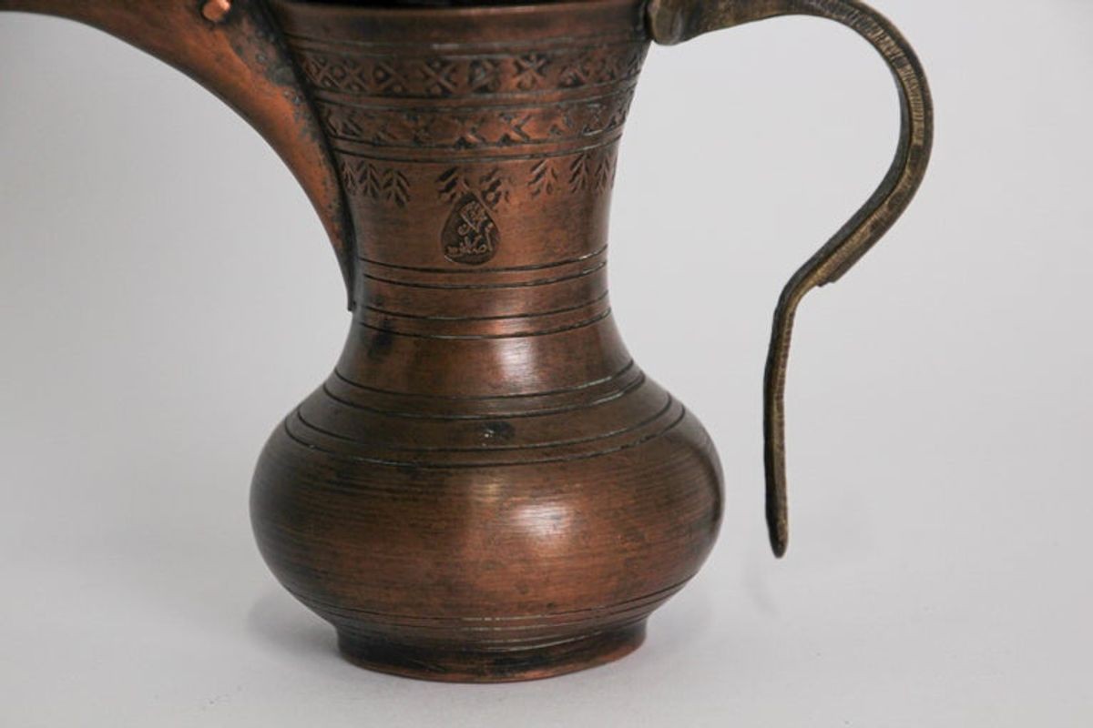 19th c Antique Middle Eastern Dallah Turkish Ottoman Bronze Copper Coffee Pot