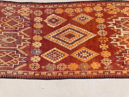 1960s Moroccan Vintage Hand-woven Boujad Tribal Area Rug