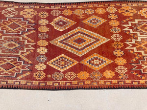 1960s Moroccan Vintage Hand-woven Boujad Tribal Area Rug