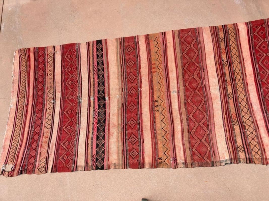 Moroccan Vintage Kilim Tribal Rug, circa 1960's