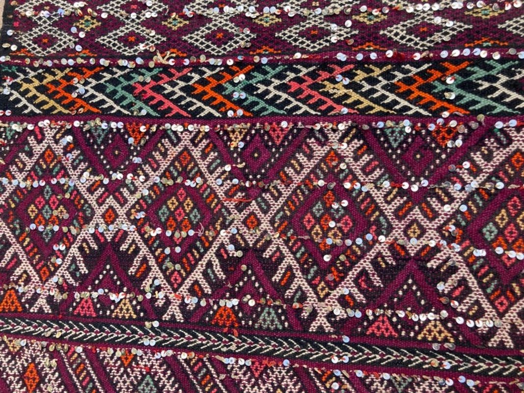1940s Moroccan Tribal Rug African Ethnic Textile Floor Covering