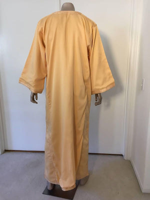 Moroccan Vintage Kaftan Gentleman Yellow Gold Caftan, circa 1970