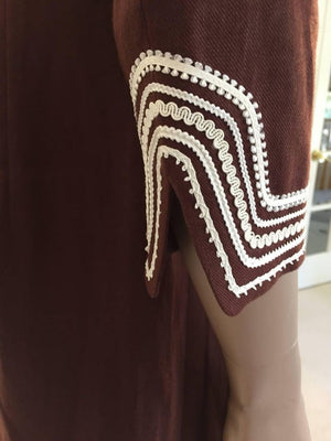 Escada Linen Chocolate Brown Caftan Dress Coat