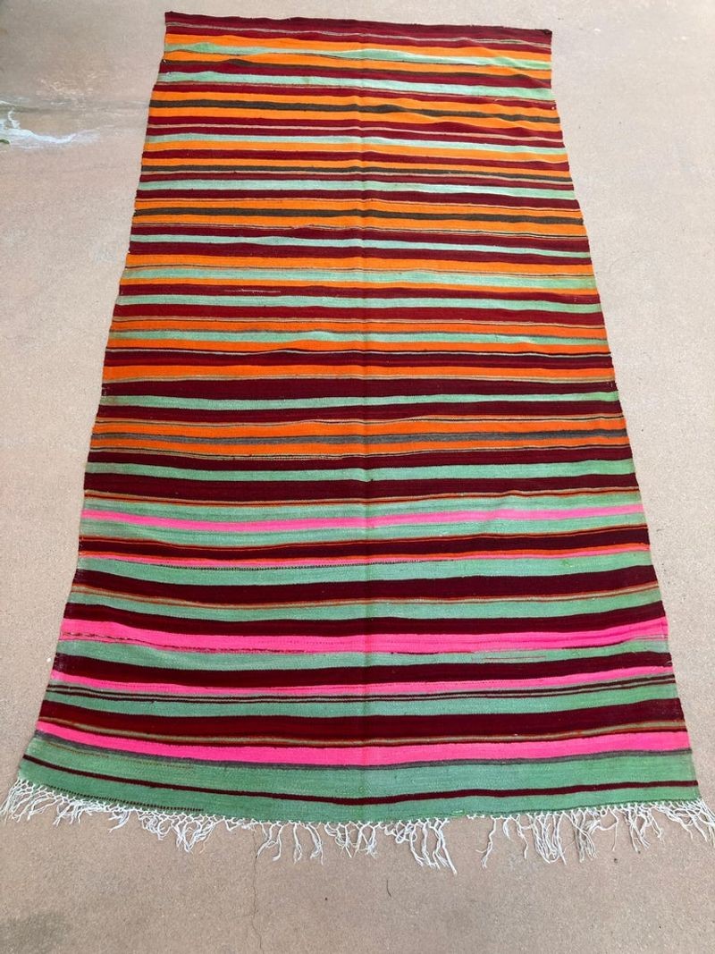 Moroccan Vintage Flat-Weave Kilim Rug North Africa