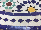 Moroccan Round Mosaic Outdoor Tile Table in Fez Moorish Design
