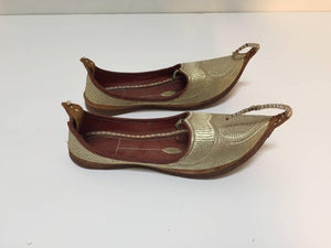 Moorish Arabian Mughal Leather Shoes with Gold Embroidered curled Toe