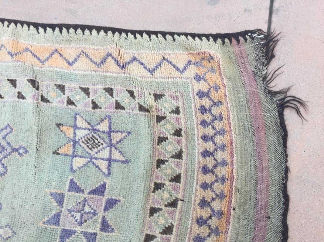 Vintage Moroccan Berber Rug, Handwoven Wool & Goat Hair, 1960