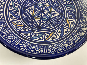 Moroccan Ceramic Blue Plate, Fez 1920's