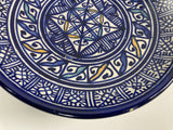 Moroccan Ceramic Blue Plate, Fez 1920's