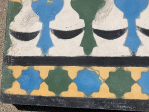Moroccan Encaustic Cement Tile Border with Moorish Fez Design