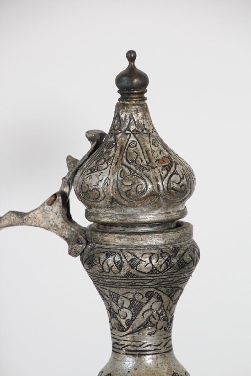 Middle Eastern Islamic Turkish Ottoman Tinned Copper Ewer