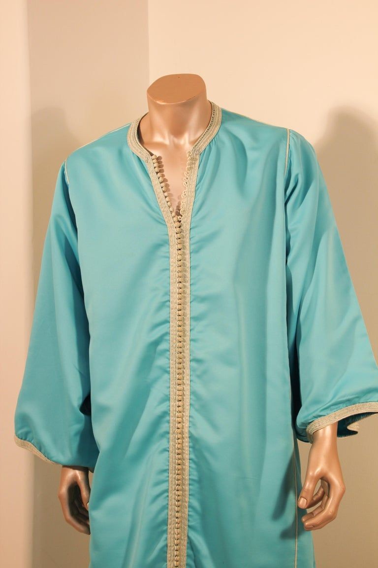 Moorish Turquoise Caftan 1970s Robe