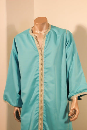 Moorish Turquoise Caftan 1970s Robe