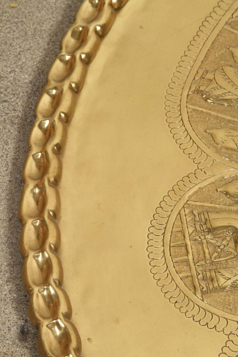 Large Brass Middle Eastern Persian Style Hanging Tray