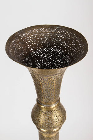 Mid 19th Century Antique Islamic Brass Candleholder Floor Lamp