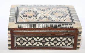 Middle Eastern Mosaic Moorish Mother of Pearl Inlaid Trinket Box