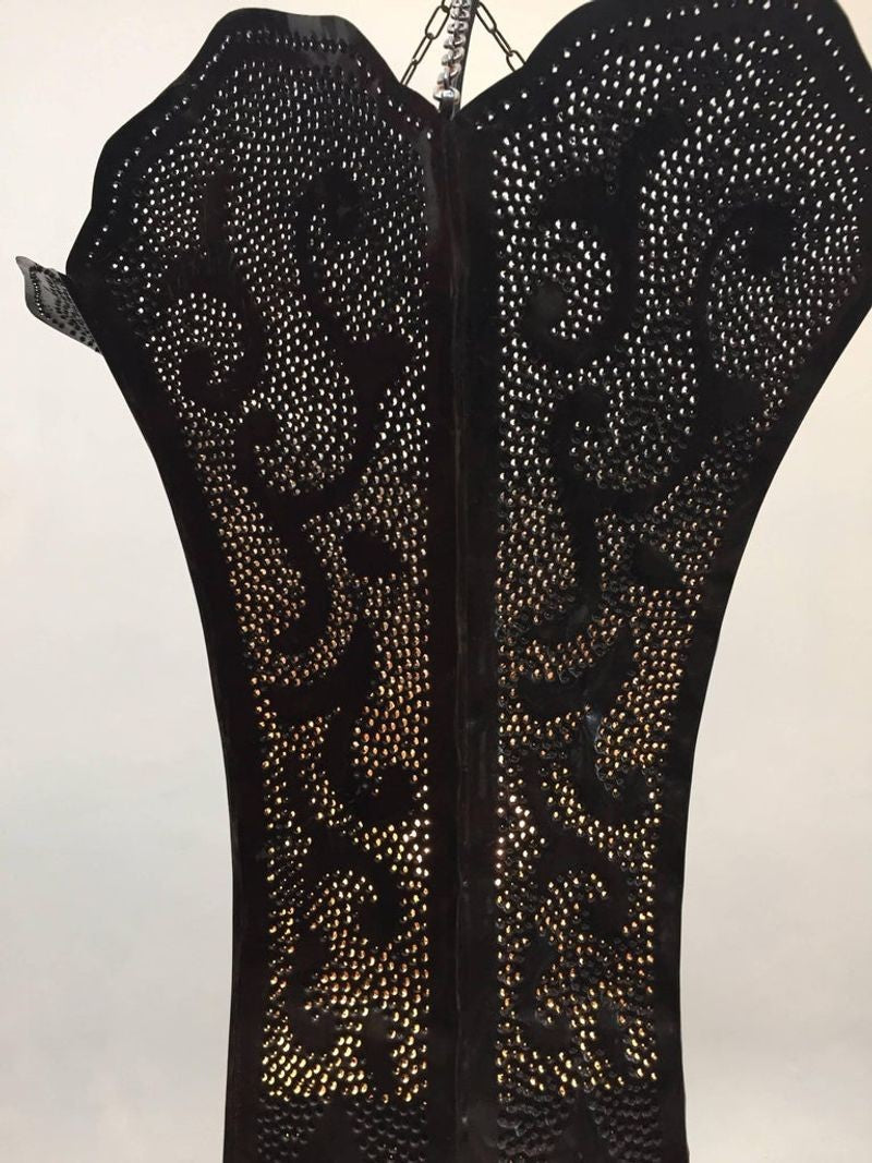 Moorish Handcrafted Metal Lanterns Pendants with Hand of Fatima, North Africa