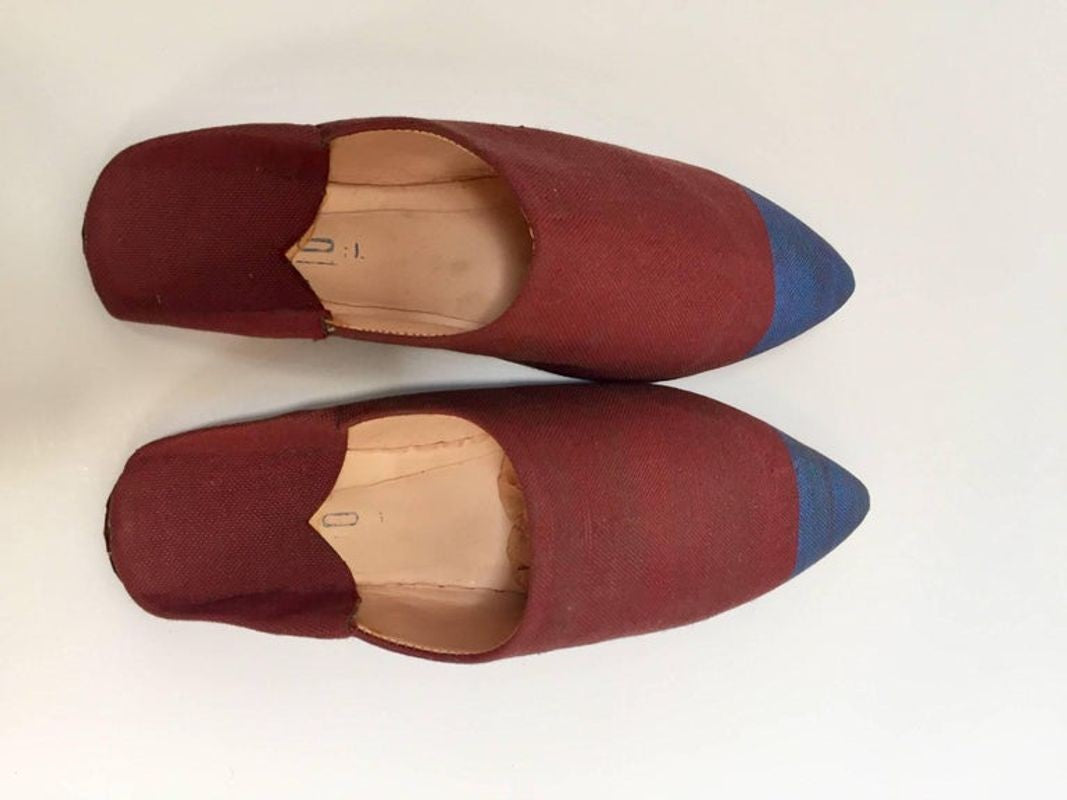 Moroccan Silk Slippers Burgundy