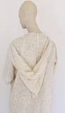 1970 Moroccan Hooded Caftan White and Blue Linen Djellabah Kaftan