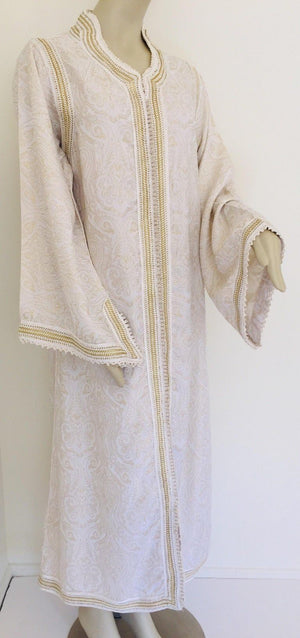 Moroccan White Kaftan Maxi Dress Caftan Size Large